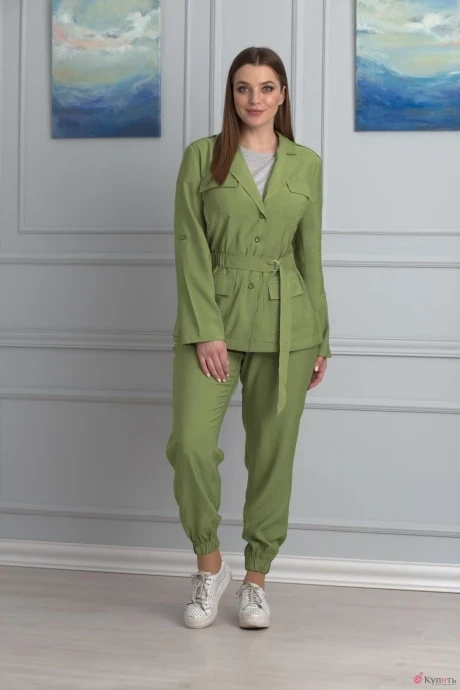 Брючный костюм Anelli 676 зеленый оливка #1