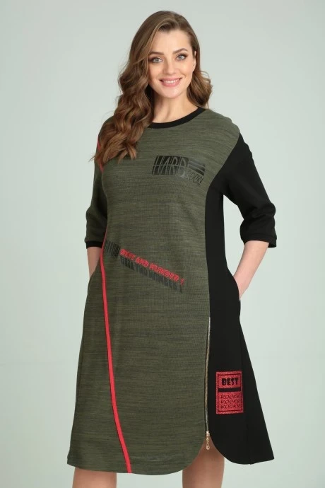 Платье из вискозы SandyNa 13628 хаки #1