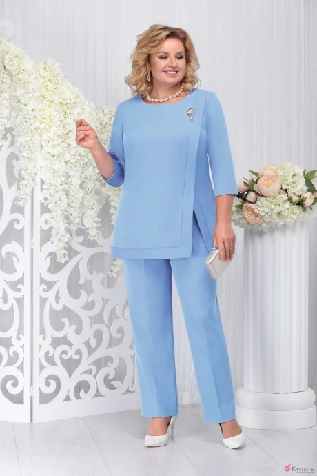 Брючный костюм Нинель Шик 5733 светло-голубой #1