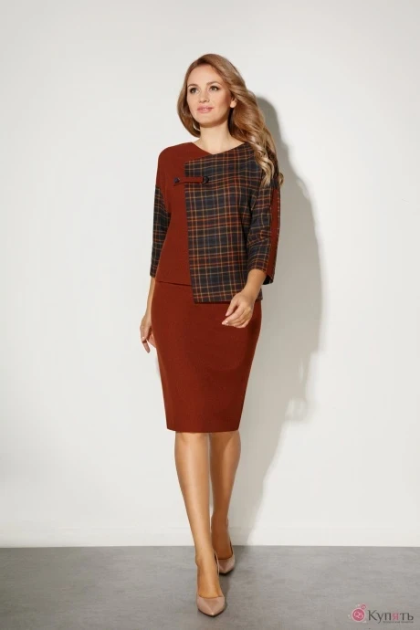 Юбочный костюм Магия Моды 1618 коричневые тона #1
