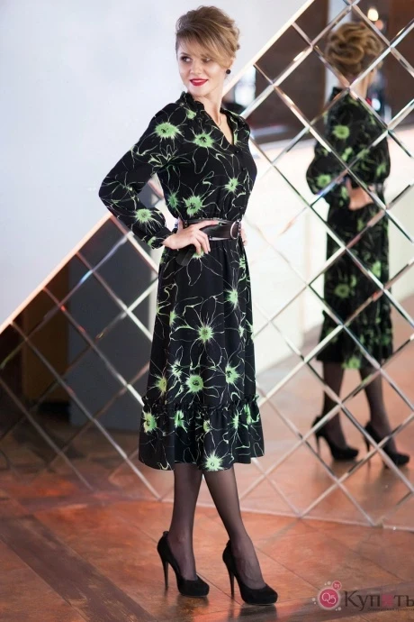 Платье Euromoda 172/1 черный с зеленым #1