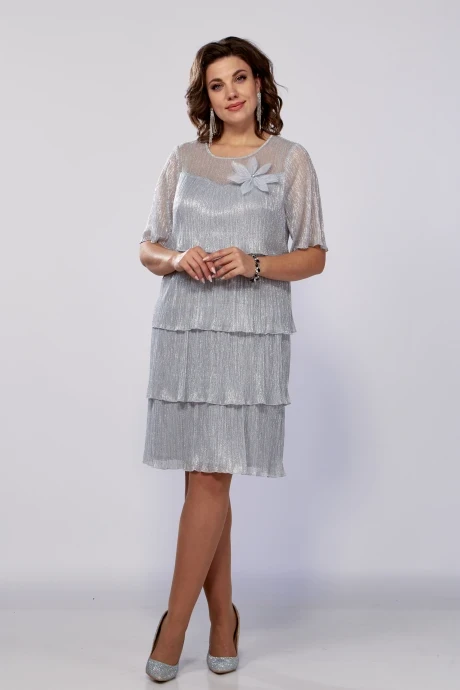 Вечернее платье-плиссе Mira Fashion 4389 серебро #1
