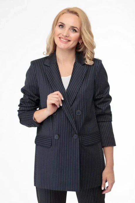 Двубортный жакет (пиджак) в полоску БелЭльСтиль 785 т.синяя полоска #1