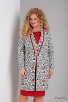 Юбочный костюм Ksenia Style 1853 красный+серый