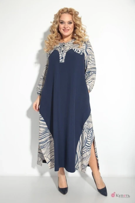 Платье Michel Chic 2052 бежево-синий #1