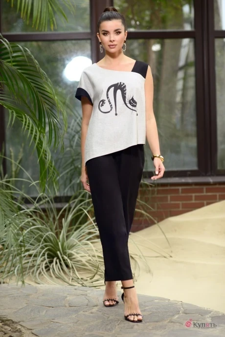 Льняной брючный костюм Галеан-стиль 801 #1