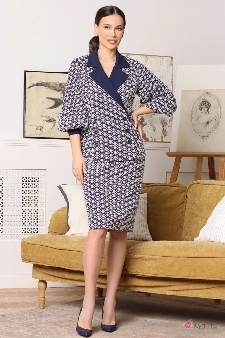 Юбочный костюм Мода-Юрс 2667 синий белый #1