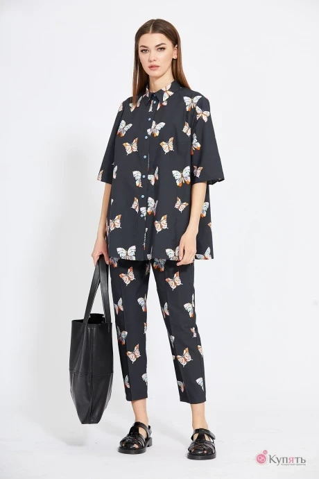 Брючный костюм EOLA 2043 серый с рисунком #1