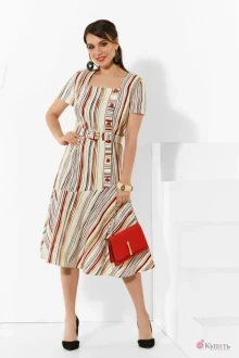 Платье Lissana 4293 черно-красная полоска