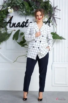 Брючный костюм Anastasia 577 молочно-синий