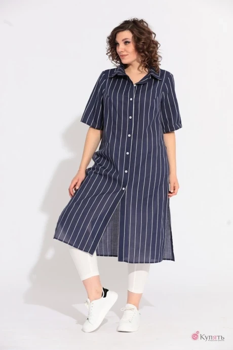 Брючный костюм Anastasia 594 синий/молочный #1