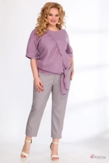 Брючный костюм Angelina&Сompany 528 сирень+серый двойка