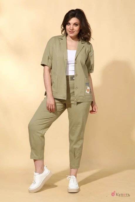 Брючный костюм Vilena Fashion 723 светлый хаки #1