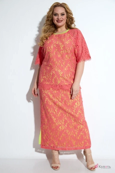 Юбочный костюм Michel Chic 1232 розовый, салатовый #1