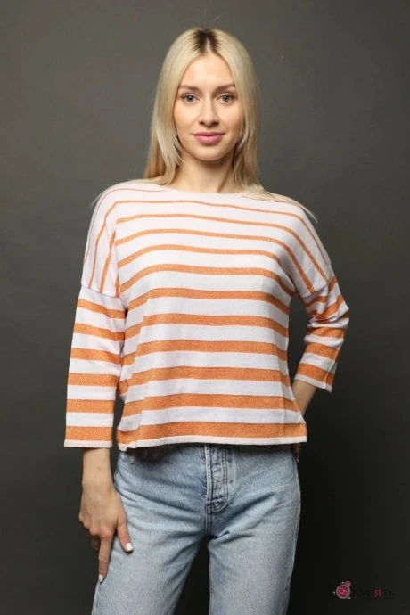 Джемпер (кофта) Romgil ТЗ189 белый/оранжевый #1