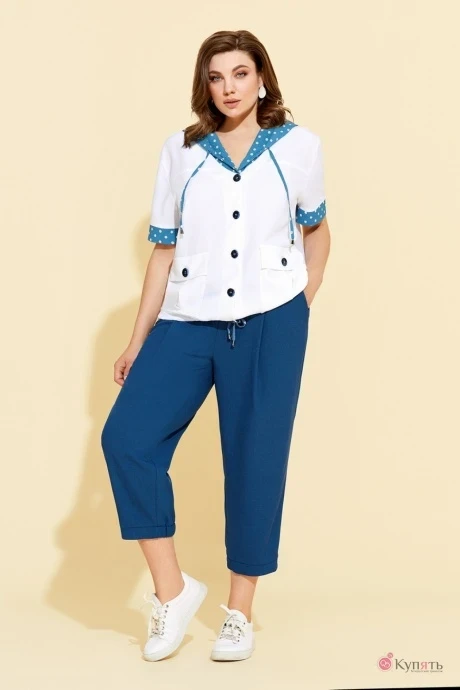 Брючный костюм Милора Стиль 912 белый/синий #1