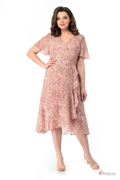 Платье Мишель Стиль 971 Цветочный принт на розовом #1