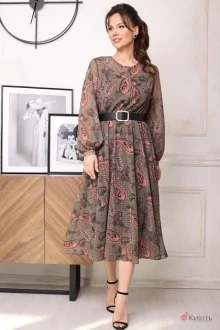 Платье Мода-Юрс 2567 зеленый узор