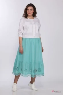 Юбочный костюм Lady Style Classic 2288 Белый с бирюзовым