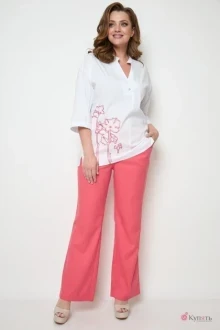 Брючный костюм Michel Chic 1242 белый, коралловый