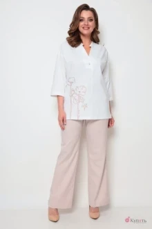 Брючный костюм Michel Chic 1242 белый, бежевый