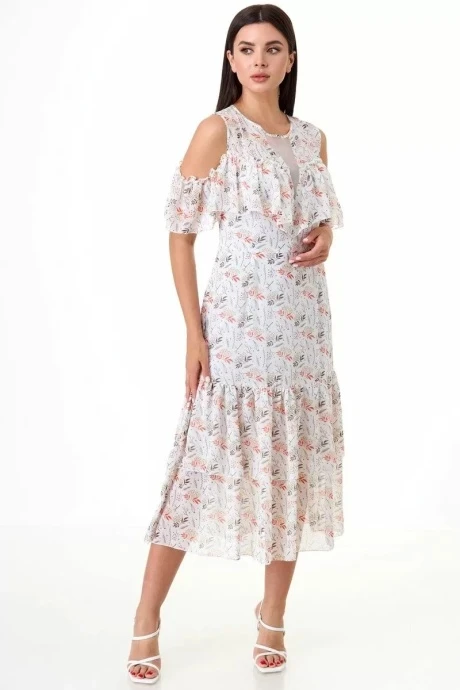 Платье Anelli 1043 белые тона с рябиной #1