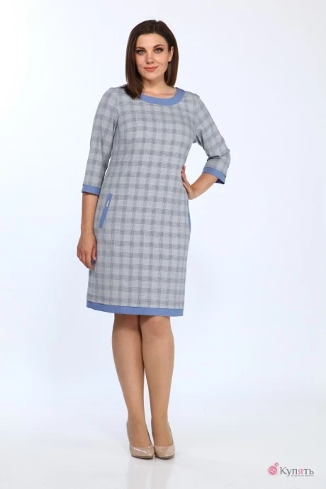 Платье Lady Style Classic 1427/6 Синий с серым Клетка #1