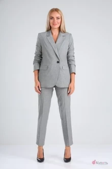 Брючный костюм Vilena Fashion 730 серый меланж