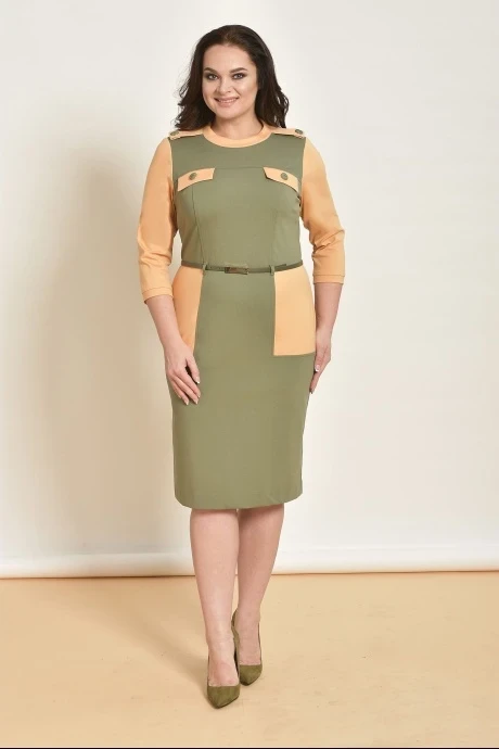 Платье Lady Style Classic 1750/1 хаки с горчичным #1