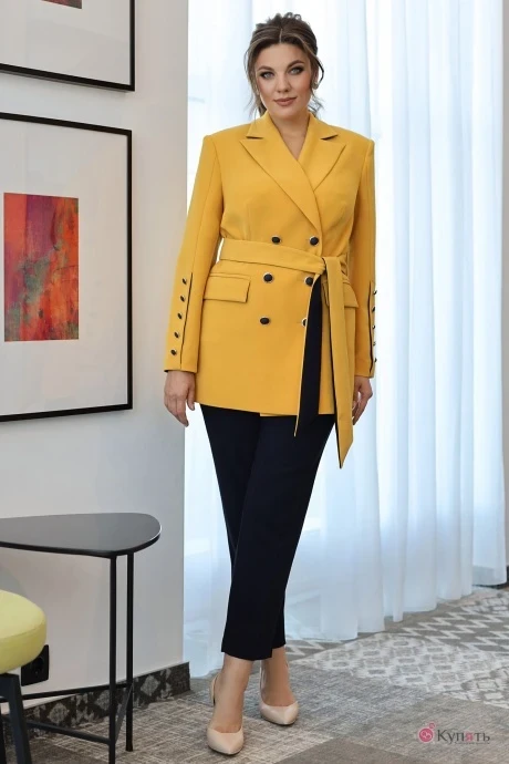 Брючный костюм Мода-Юрс 2701 горчица черный #1