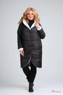 Пальто Diamant 1328 двустороннее чёрный+белый