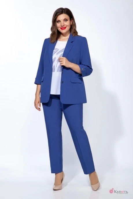 Брючный костюм *Распродажа Ольга Стиль С656 синий #1