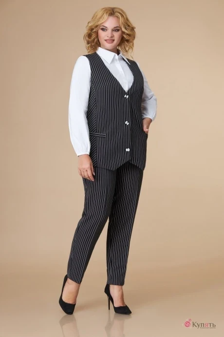 Брючный костюм Svetlana-Style 1704 черный+молочный #1