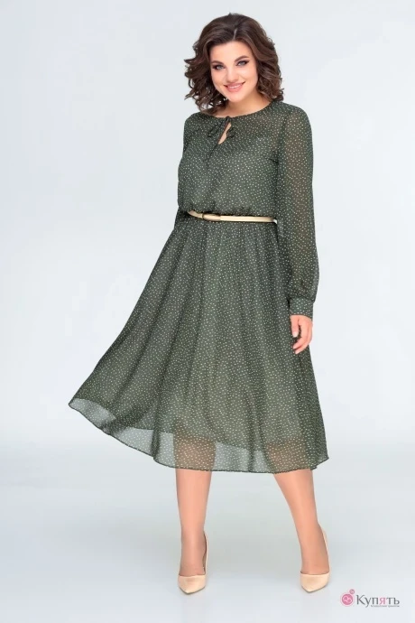 Платье Swallow 396 Зелёный в горошек #1
