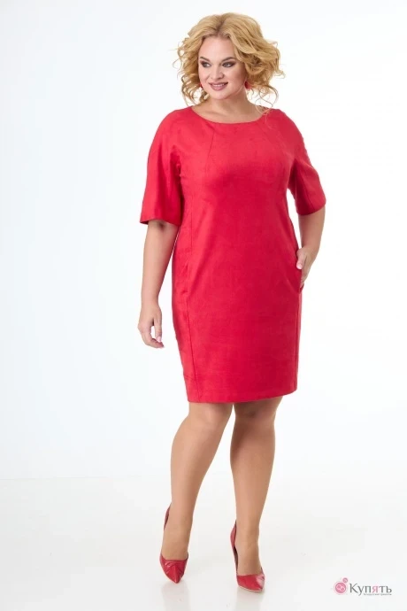 Платье Anelli 353 эко-замш красный #1