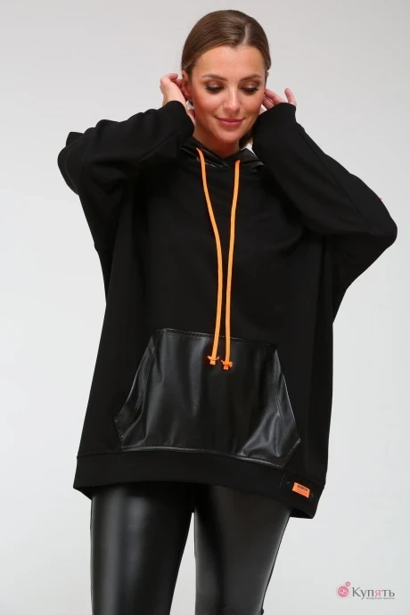 Джемпер (кофта) Bliss 2075/1 черный + кожа #1