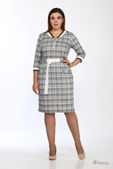 Платье Lady Style Classic 2357/1 Серый с желтым Клетка #1