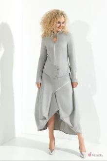 Юбочный костюм Euromoda 372 серый+розовый