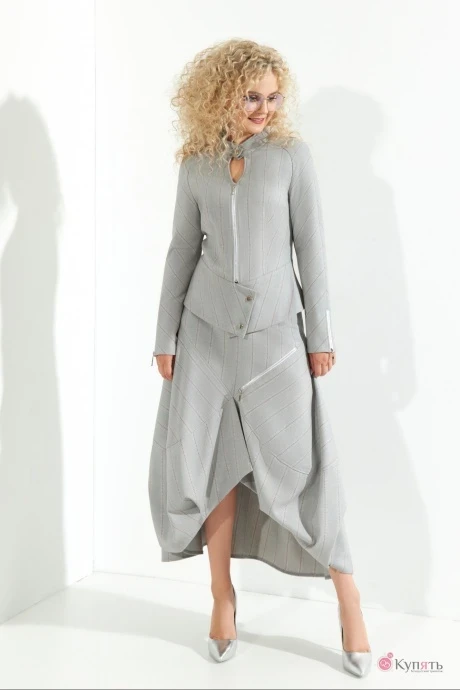 Юбочный костюм Euromoda 372 серый+розовый #1