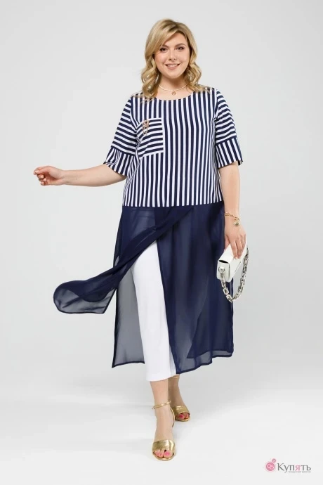 Брючный костюм *Распродажа Pretty 1996 тёмно-синий + полоска #1
