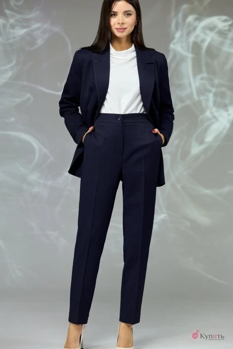 Брючный костюм Angelina&Сompany 596t темно синий крупная ячейка #1