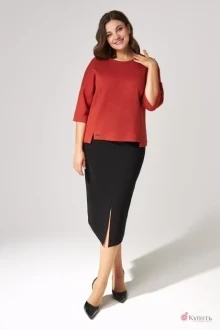 Юбочный костюм Ива 1307 кирпичный