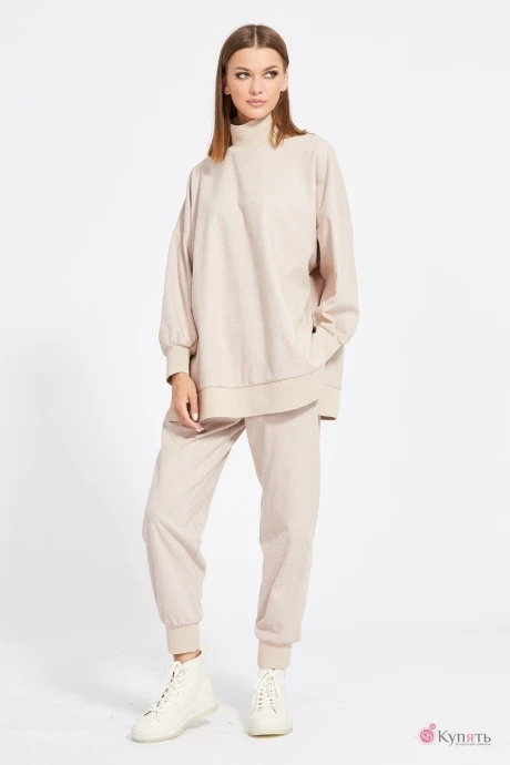 Брючный костюм EOLA 2112 елочка бежевый #1