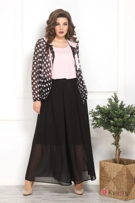 Брючный костюм *Распродажа SolomeaLux 808/809 черный с розовым тройка #1