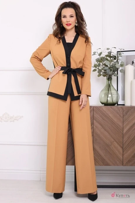 Брючный костюм *Распродажа Мода-Юрс 2696 беж черный #1