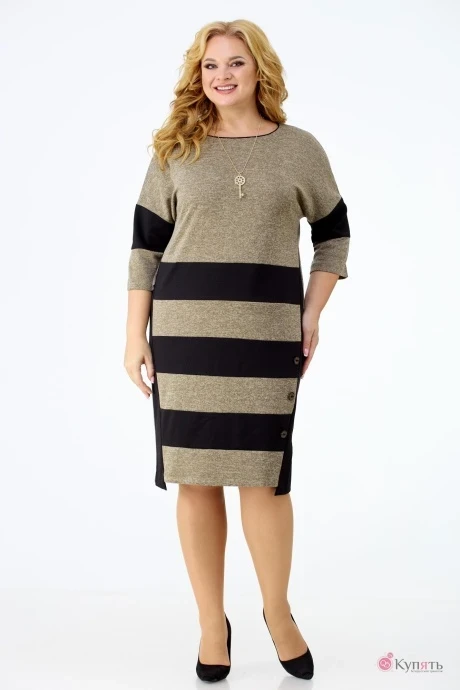 Платье Anelli 945 бежево-черный #1