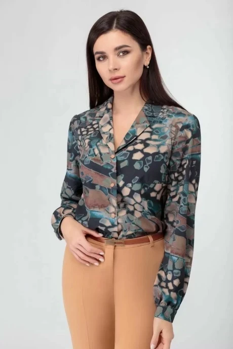 Блузка Swallow 343 Зеленый прит «камушки» #1