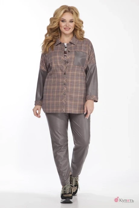 Рубашка Matini 4.1545 клетка+кожа #1