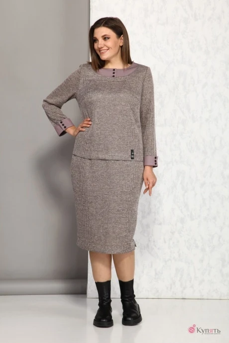 Юбочный костюм Карина Делюкс 9944 розовый меланж #1