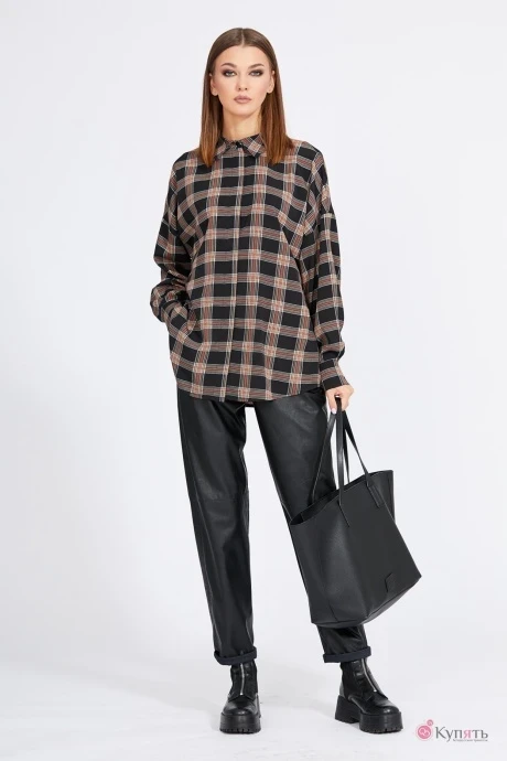 Рубашка EOLA 2127 черный в клетку #1